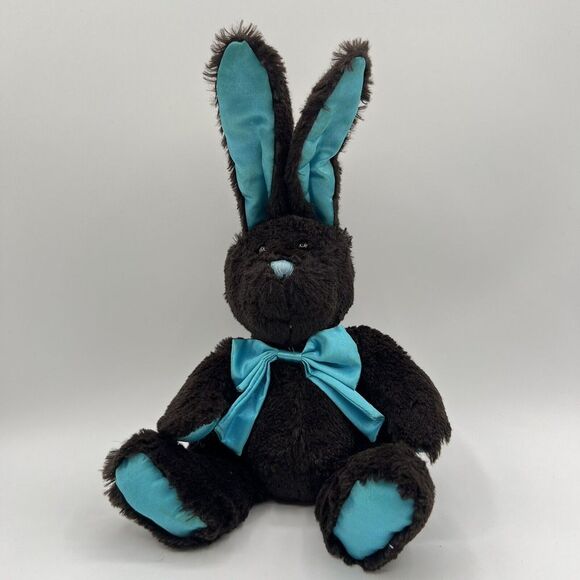 Inter-American Products Dark Brown Easter Bunny Rabbit Stuffed Plush Turquoise - Picture 1 of 8
